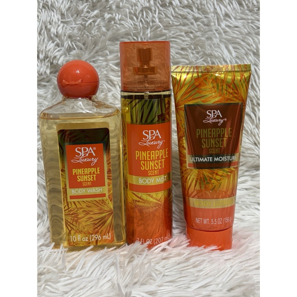 Spa Luxury Pineapple Sunset Scent Body Wash, Body‎ Mist, Body Lotion Set/3 - Picture 13 of 13